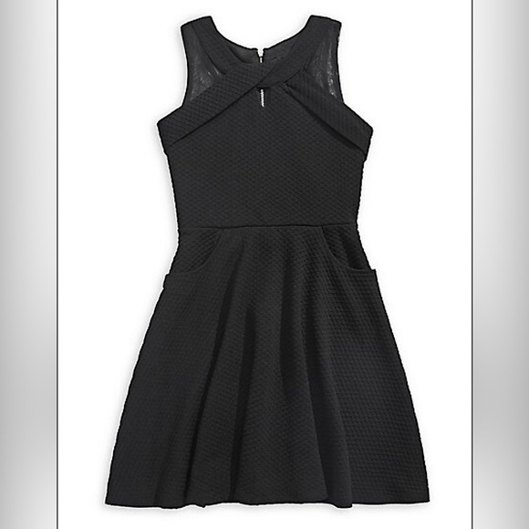 BLUSH By US Angels Black Girl's Textured  Cutout Dress - Picture 1 of 4